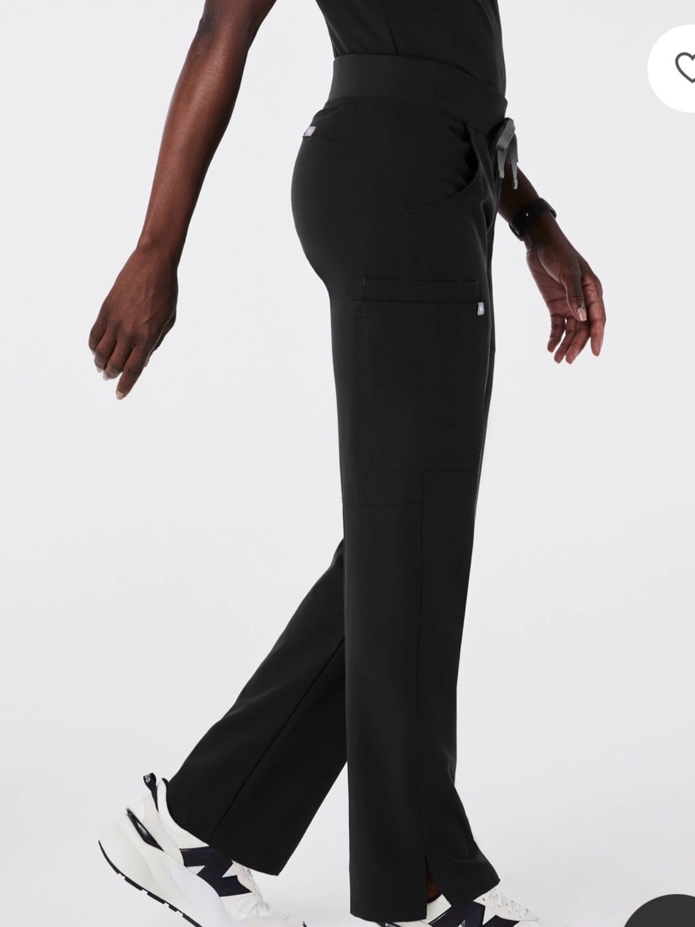 2 Pairs Figs Black Wide-Leg Scrub Pants XS Tall - Picture 2 of 5